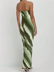 INAWLY 女士简约印花抹胸迷你连衣裙