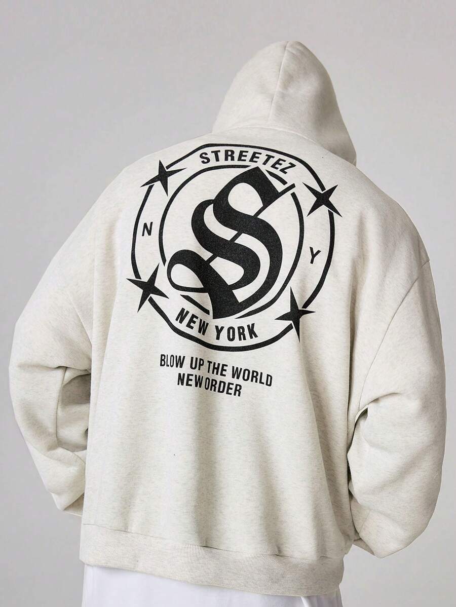 Manfinity VCAY Men's Loose Fit Long Sleeve Hooded Knit Sweater, For Fall Winter - Light Grey - View 1