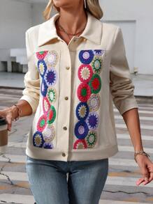 SHEIN LUNE Floral Print Button Front Jacket