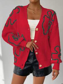 Chiquease Women's Front Button Long Sleeve Striped Patchwork Casual Blouse Fall Cloth For Women - Red - View 3