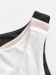 SHEIN BASICS 3 件套女士休闲圆领无袖紧身纯色针织紧身衣 - 彩色 - 查看 6