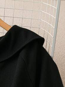 SHEIN LUNE Áo khoác dệt kim màu trơn thường ngày cỡ lớn, mùa thu - màu đen - Xem 3