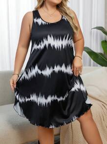 Plus Size Ombre Striped Sleeveless Nightgown