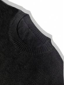 Manfinity CasualKnits 男士休闲字母图案针织毛衣背心，春秋季 - 黑色 - 查看 5