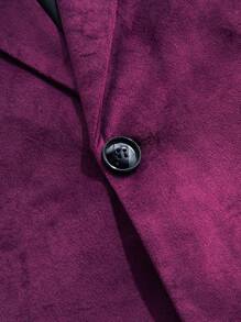 Manfinity Mode 男士休闲纯色西装外套 - 酒紅色 - 查看 4