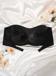 Women's Strapless Backless Bra With Padded Cups And Double Row Buckle - Black - View 6