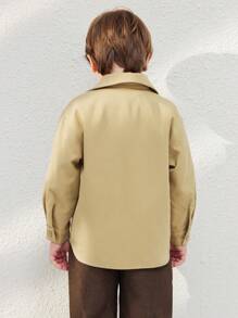 Blossori Áo gió dài tay dệt màu nâu thanh lịch dành cho bé trai, mùa thu/đông - Màu Khaki - Xem 2