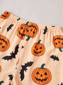 Bộ đồ ngủ 2 món in hình bí ngô và dơi Halloween - Nhiều màu - Xem 3