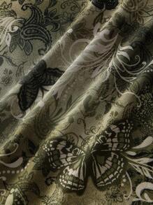 SHEIN MOD 绿色佩斯利印花前系带弹力复古女式吊带裙、女巫裙、吸血鬼裙、秋季女装连衣裙、女装、女牛仔女装、嬉皮士服装