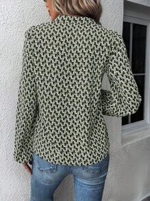 Calvaya Women's V-Neck Long Sleeve Casual Comfortable Allover Print Shirt, Random Print