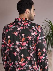 Manfinity ChillVibe Men Floral Allover Print Long Sleeve Loungewear Set - Multicolor - View 8