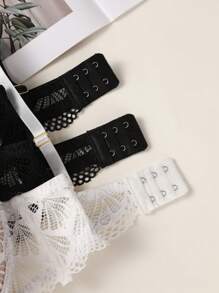 3pcs/Set Lace Padded Women's Bra Set, Lingerie - Black and White - View 4