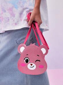 SHEIN X Care Bears Túi đeo chéo họa tiết gấu hoạt hình màu hồng dành cho nữ - Hồng - Xem 5