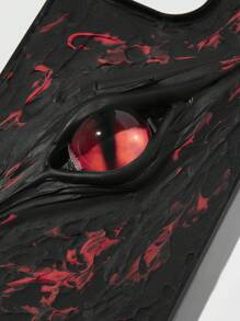 ROMWE Goth Funda de teléfono negra con gráfico 3D del Ojo del Diablo personalizada, Halloween - Negro - Ver 4