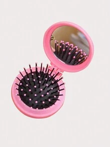 ROMWE Kawaii 可爱粉色蝴蝶结气垫梳，便携式塑料头发按摩刷，旅行折叠按摩梳 - 粉色 - 查看 3