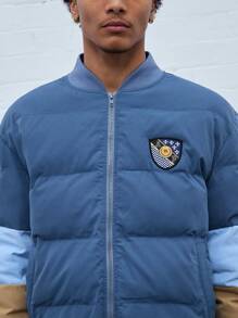 Manfinity NXTstreet Chaqueta casual oversize con parche decorativo para hombres, invierno - Multicolor - Ver 6