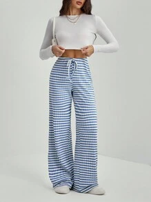 SHEIN Tall Women's Striped & Printed Casual Holiday Style Long Pants