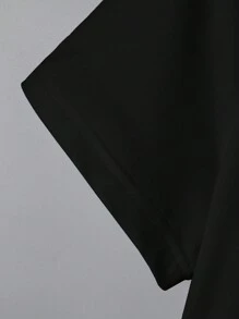 SHEIN Áo thun nữ cổ tròn tay ngắn in khẩu hiệu mùa hè Áo thun họa tiết cho nữ - màu đen - Xem 5