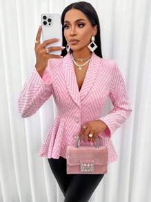 Zolique Fruit-Neck Suit Jacket With Asymmetrical Hem Overalls