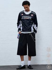 Manfinity VCAY Men's Casual Loose Letter Print Long Sleeve Pullover Sweatshirt, Fall Winter - Multicolor - View 4