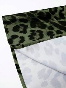 Chiquease 女士随机剪裁长款优雅豹纹印花连衣裙 - 軍綠色 - 查看 5