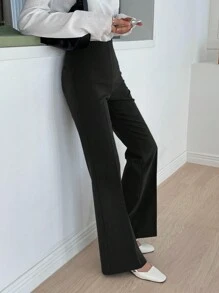DAZY 女式纯色喇叭裤，黑色，四季皆宜，返校服装，女式正装裤，秋季 - 黑色 - 查看 3