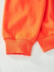 SHEIN Tween Girl Rhinestone Butterfly Graphic Pocket Sweatshirt - Orange - View 3