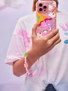 SHEIN X Care Bears Cute Handmade Beaded Pink Cartoon Mobile Phone Chain Mobile Phone Lanyard,5 Bears,Fits All Phone Cases,Valentine's Day - Multicolor - View 3