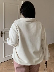 Dazy Plus Plus Size Casual Effen Kleur Losse Halfopen Kraag Hoodie, Herfst/Winter