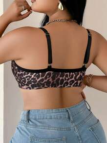 Sujetador frontal cómodo con estampado de leopardo para tallas grandes