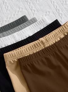 SHEIN 6 chiếc/gói quần legging dệt kim mềm mại thoải mái màu trơn cho bé gái - Nhiều màu - Xem 5