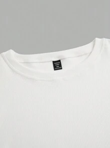 SHEIN LUNE 加大码 3 件套 罗纹保暖内衬 基本款圆领长袖汗衫，适合冬季 - 彩色 - 查看 4