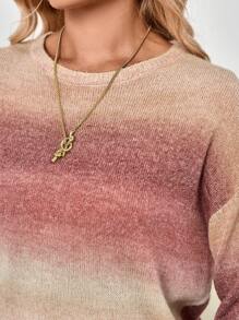 EMERY ROSE Women Dip-Dyed Long Sleeve Crew Neck Sweater Fall Women Clothes - Multicolor - View 4