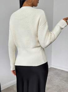 Chiquease Women's Solid Color Drop Shoulder Long Sleeve Casual Cardigan, Autumn Winter,Long Sleeve Tops