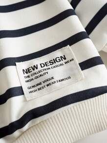 Cozy Pixies 2 件装女婴黑白条纹装饰圆领落肩运动衫和裤子套装 - 彩色 - 查看 5