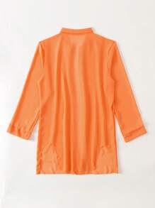 SHEIN Swim Summer Beach Solid Drop Shoulder Kimono - Orange - View 2