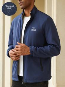 Manfinity Homme Chaqueta con cremallera informal de manga larga para hombre, otoño/invierno