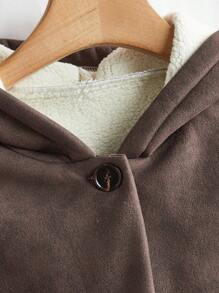 SHEIN EZwear Chaqueta casual para mujer con capucha, abotonadura, manga larga, de un solo color, revestida