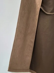 SHEIN PETITE Brown Woven Women's Trench Coat Suitable For Autumn And Winter - Brown - View 8
