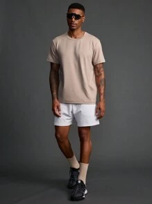 Manfinity Sport Polished Boyfriend Style Men's Solid Color Crew Neck Short Sleeve Casual Fitness Sports T-Shirt