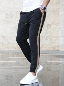 Manfinity Homme Pantaloni de jogging casual pentru bărbați, cu șnur în talie, cu buzunar
