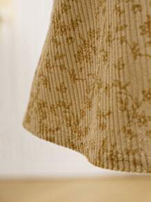 SHEIN Young Girl' Fashionable Casual Basic Sweet  Elegant Corduroy Floral Fabric 3D Warm Comfortable Cozy Vivid Suitable For Party, Gathering, Outing, Shopping, Vacation, Daily Wear, Spring, Autumn, Winter, Sweet  Sweetheart Fitted Long Sleeve Dress