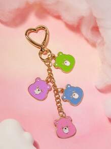 SHEIN X Care Bears Gantungan Kunci Beruang Kartun Aneka Warna 4 Buah, Dekorasi Tas, Hadiah, Hari Valentine - MultiWarna - View 4