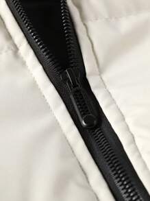 Manfinity Homme Men's Color Block Splice Long Sleeve Front Zipper Pocket Casual Outdoor Windbreaker Jacket, Men Winter Jacket, Men Outerwear, For Fall - Beige - View 5