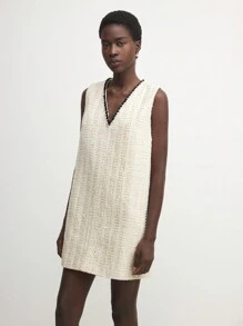 BizChic 女士时尚无袖迷你连衣裙，秋季优雅连衣裙秋季女士服装 - 杏色 - 查看 4