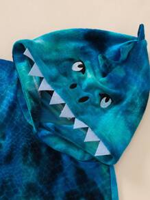 2pcs/Set Young Boy Simple Dinosaur Pattern Plaid Pants And Fleece Hoodie Loungewear Set - Multicolor - View 5