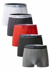 5 件/包 男士三角内裤 带字母提花带 - 彩色 - 查看 1