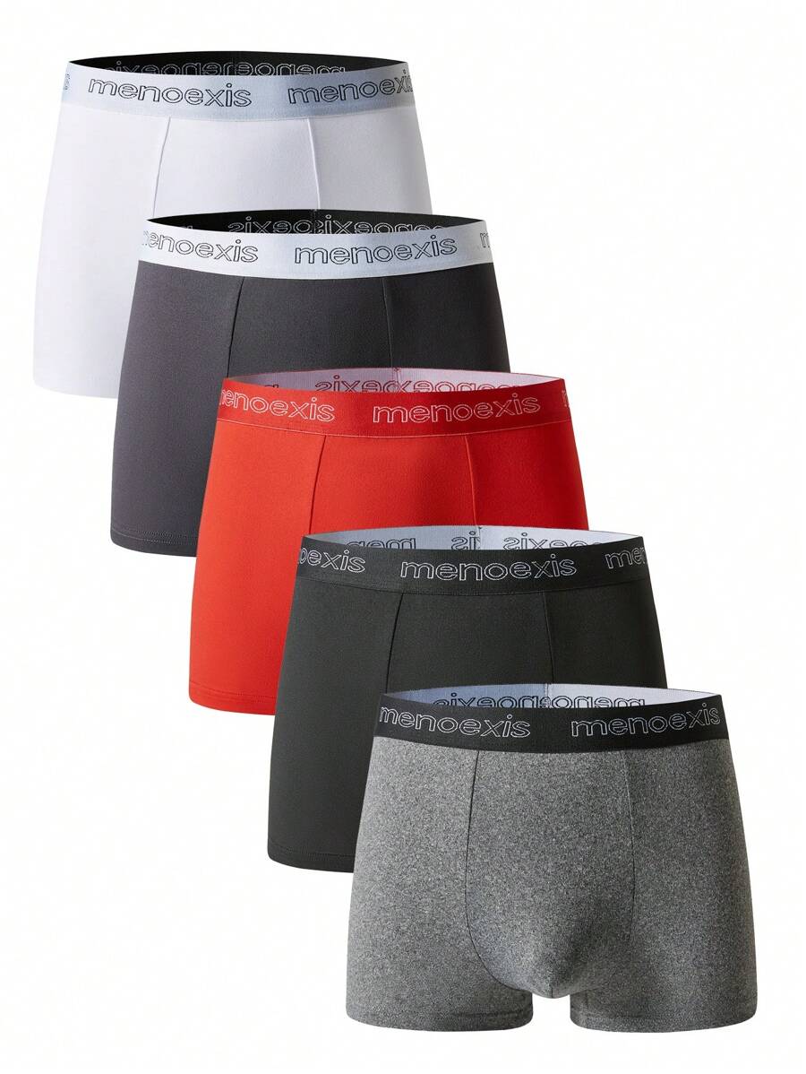 5 件/包 男士三角内裤 带字母提花带 - 彩色 - 查看 1