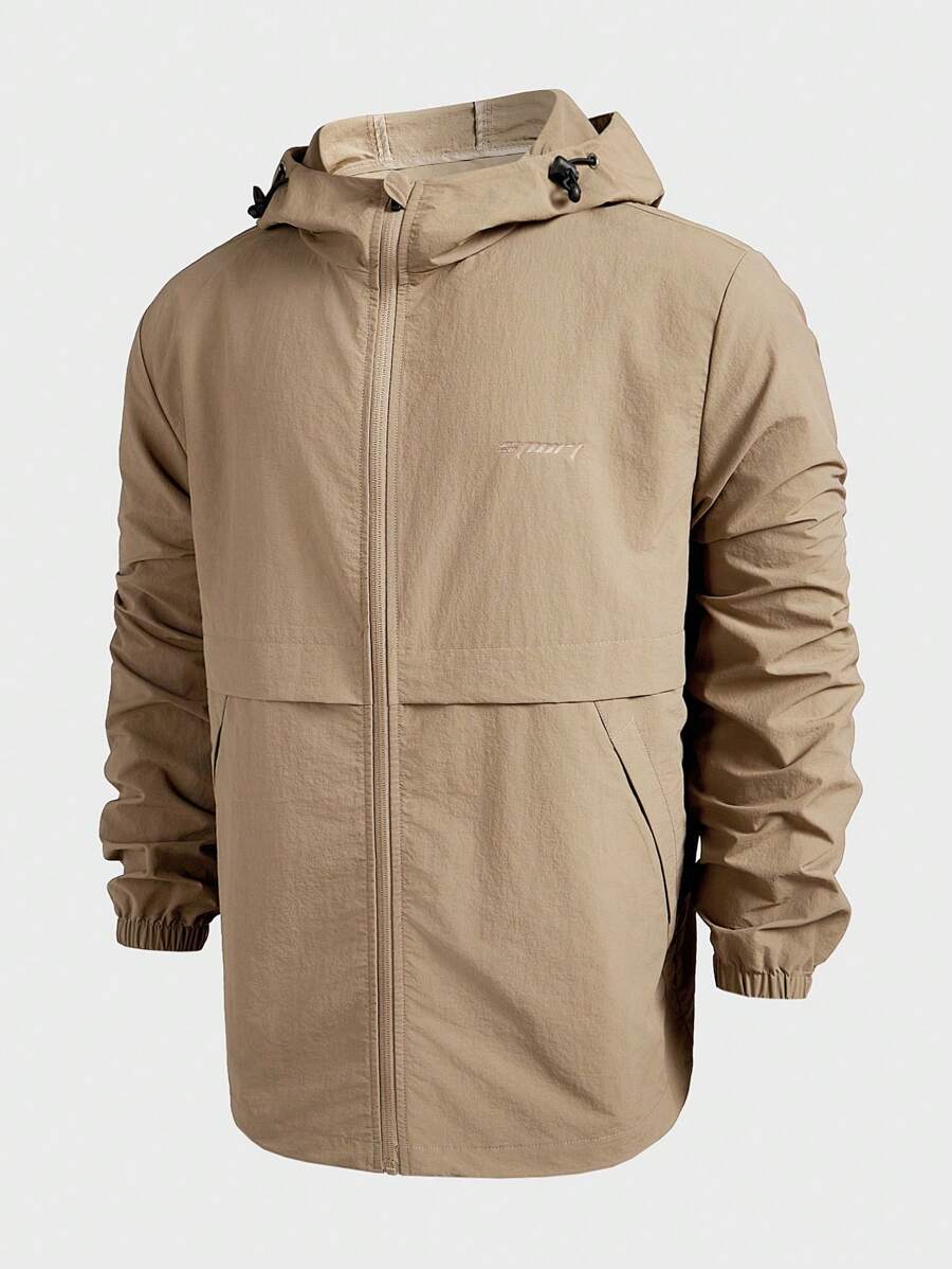 Gym Rark Chaqueta deportiva con capucha y cordón, con cierre delantero de cremallera, estilo de novio, para hombres en primavera y otoño - Café integral - Ver 1