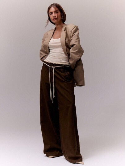 MUSERA Office,Teacher,Work Drawstring Wide Leg Trousers Elegant Spring Summer Sexy